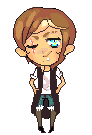pixel gif of my oc, dakota. remember when gifs of anime chibis bobbing up and down was the thing on dA? this isn't from that time. this is from tumblr era. but i <i>was</i> influenced by that format of chibi pixel art.